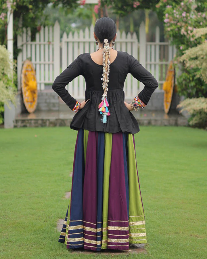 Parrot Wine Color Pure Cotton Navratri Lehenga Choli