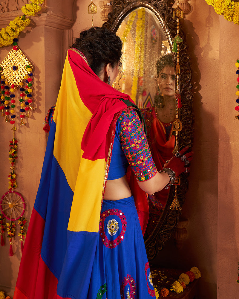 Designer Royal Blue Embroidered Choli for Navratri Celebrations