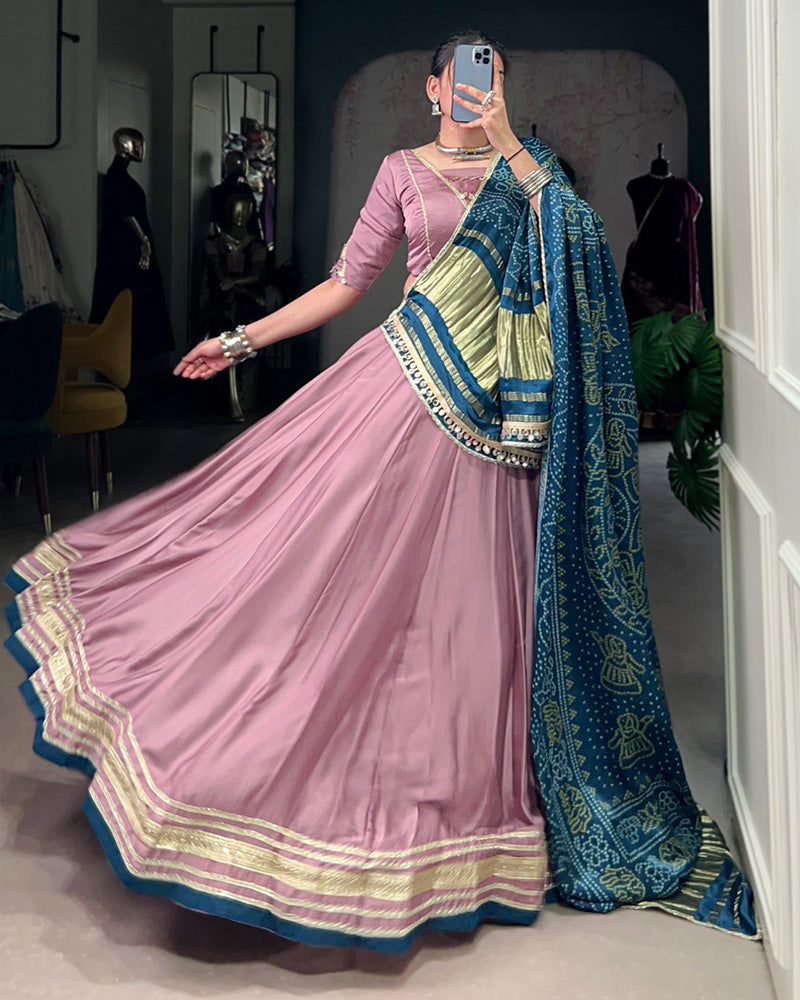 Onion Color Georgette Silk Navratri Lehenga Choli