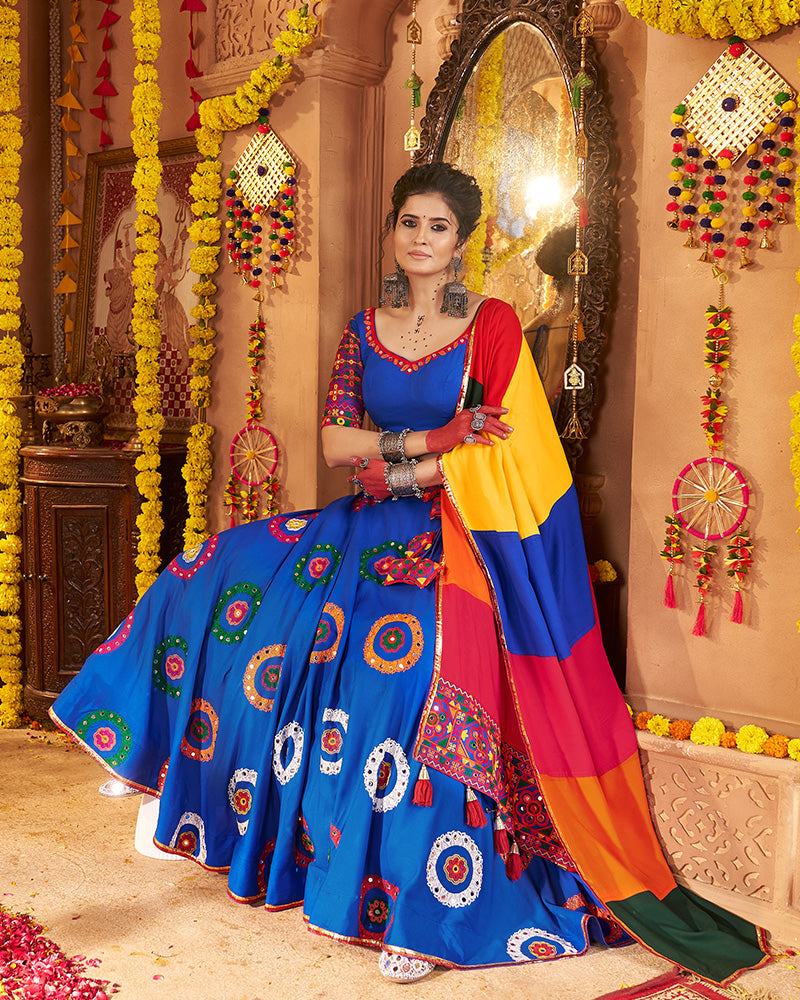 Designer Royal Blue Embroidered Choli for Navratri Celebrations