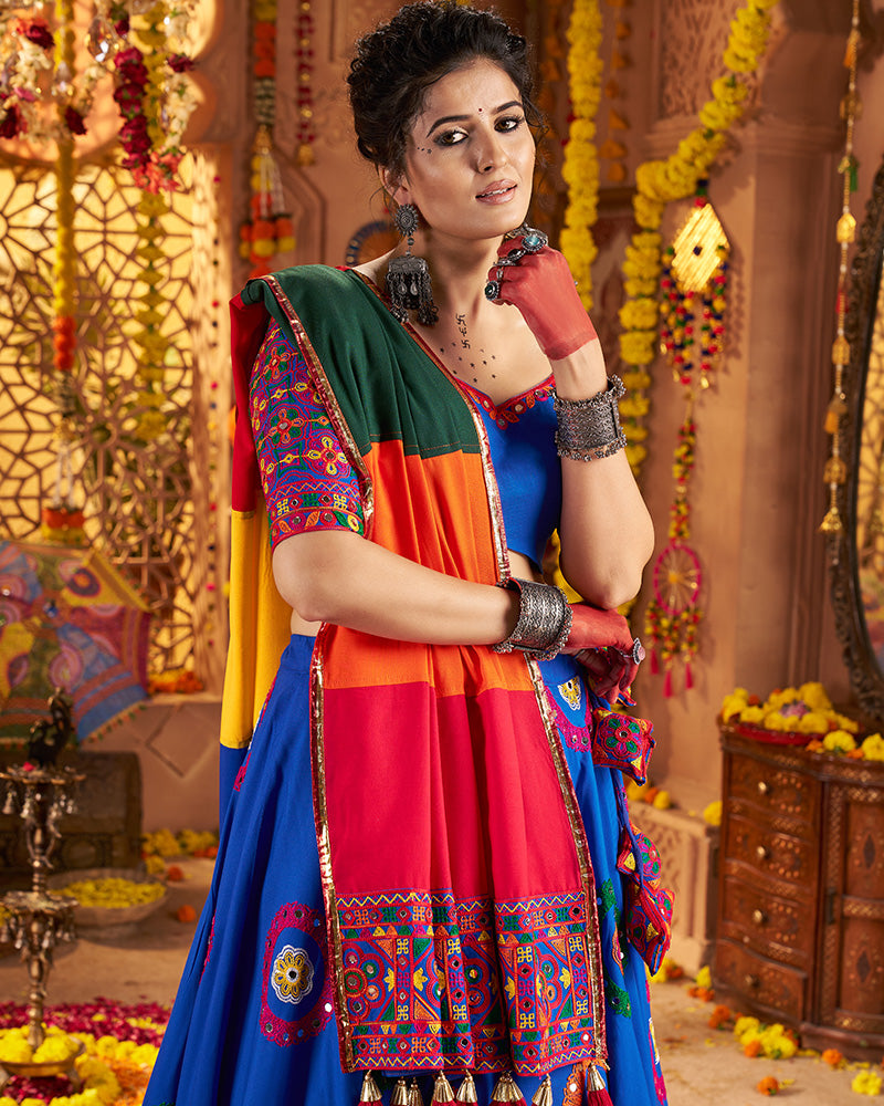 Designer Royal Blue Embroidered Choli for Navratri Celebrations