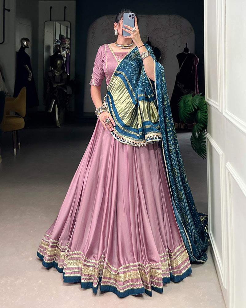 Onion Color Georgette Silk Navratri Lehenga Choli