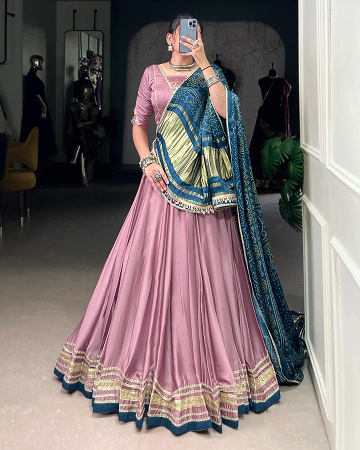 Onion Color Georgette Silk Navratri Lehenga Choli