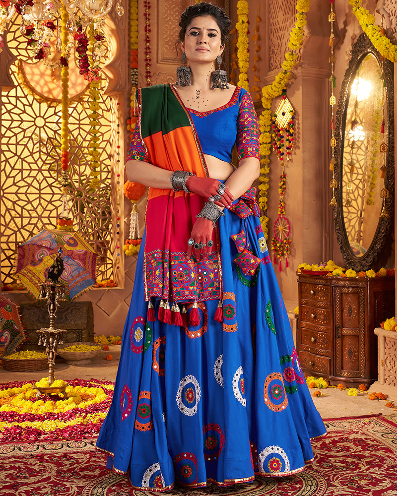 Designer Royal Blue Embroidered Choli for Navratri Celebrations