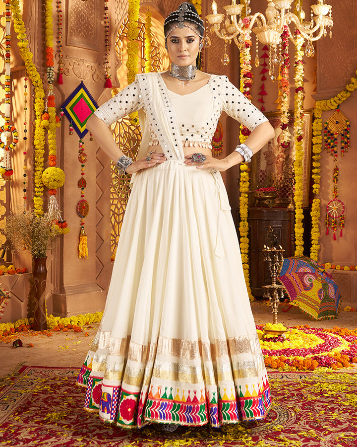 White Navratri Lehenga Choli With Stunning Embroidery