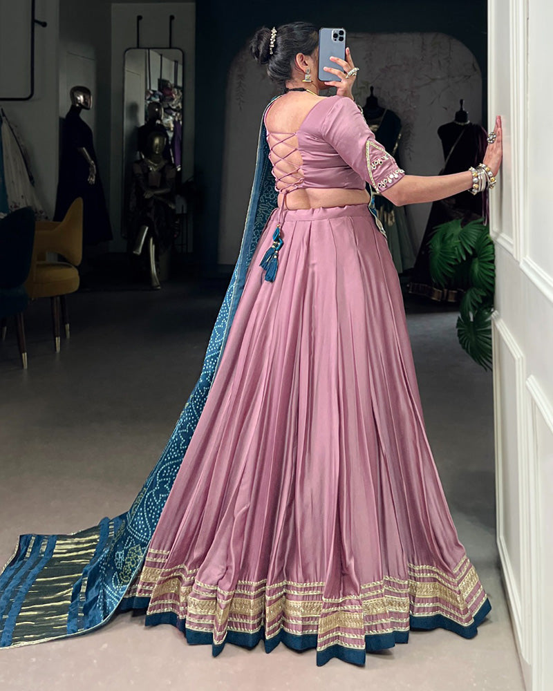 Onion Color Georgette Silk Navratri Lehenga Choli