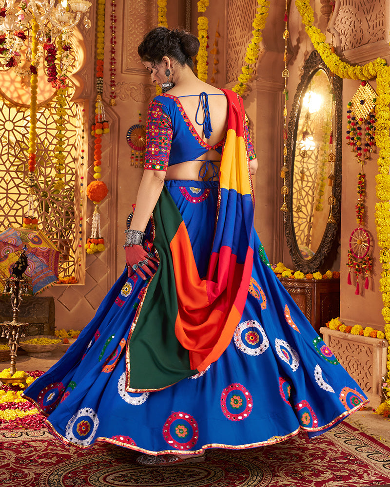 Designer Royal Blue Embroidered Choli for Navratri Celebrations