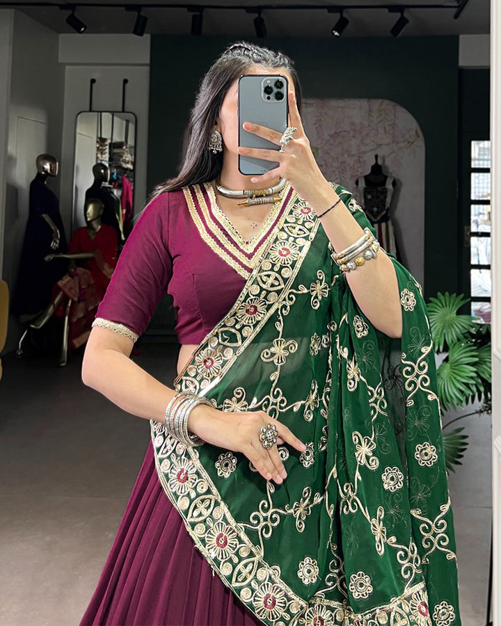Traditional Wine Color Pure Rayon Lehenga Choli