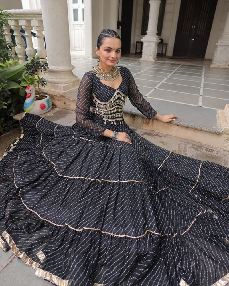 Black Color Soft Georgette Navratri Lehenga Choli