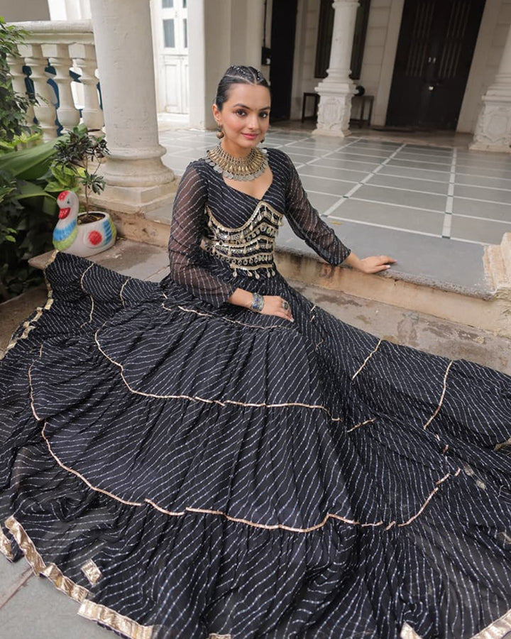 Black Color Soft Georgette Navratri Lehenga Choli