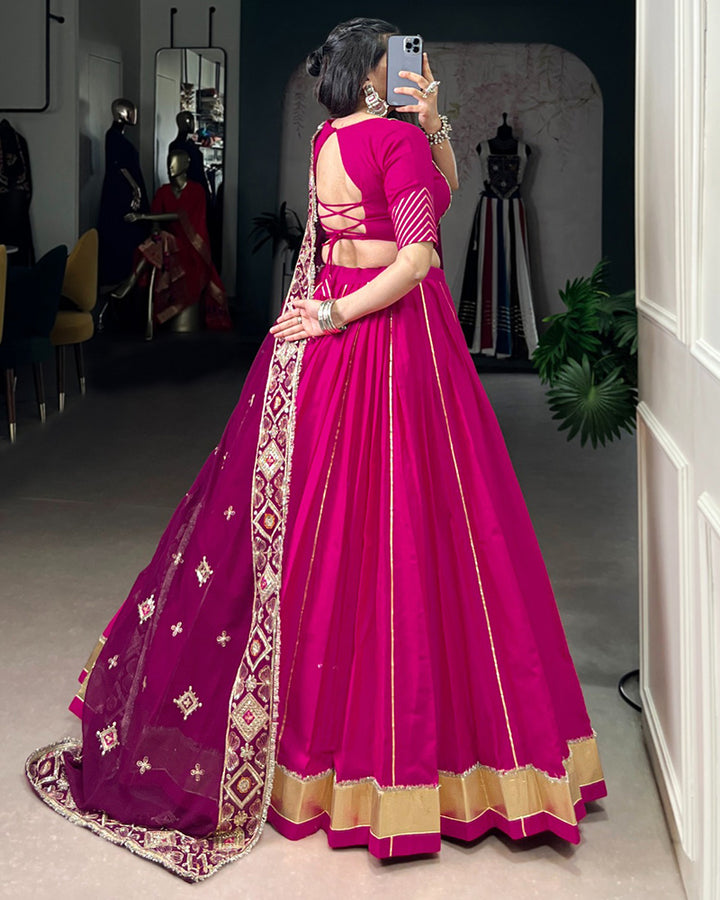Traditional Pink Color Pure Cotton Lehenga Choli