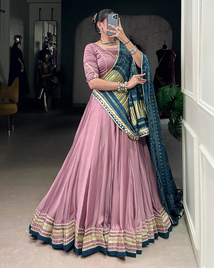Onion Color Georgette Silk Navratri Lehenga Choli