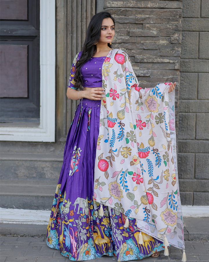 Purple And white Color Designer Printed Lehenga Choli