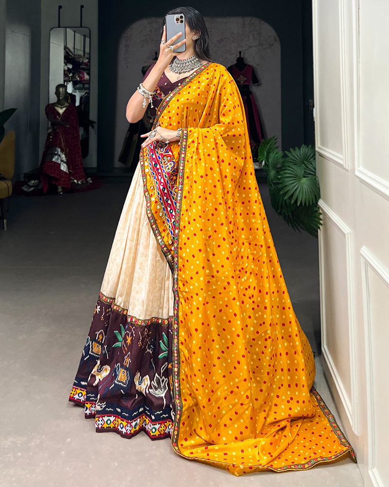 Wine Color Dola Silk Navratri Lehenga Choli