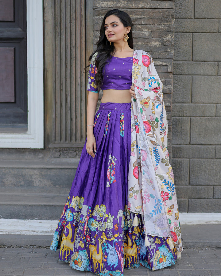 Purple And white Color Designer Printed Lehenga Choli
