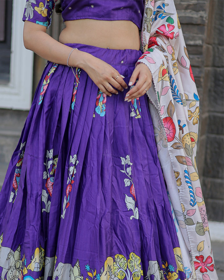 Purple And white Color Designer Printed Lehenga Choli