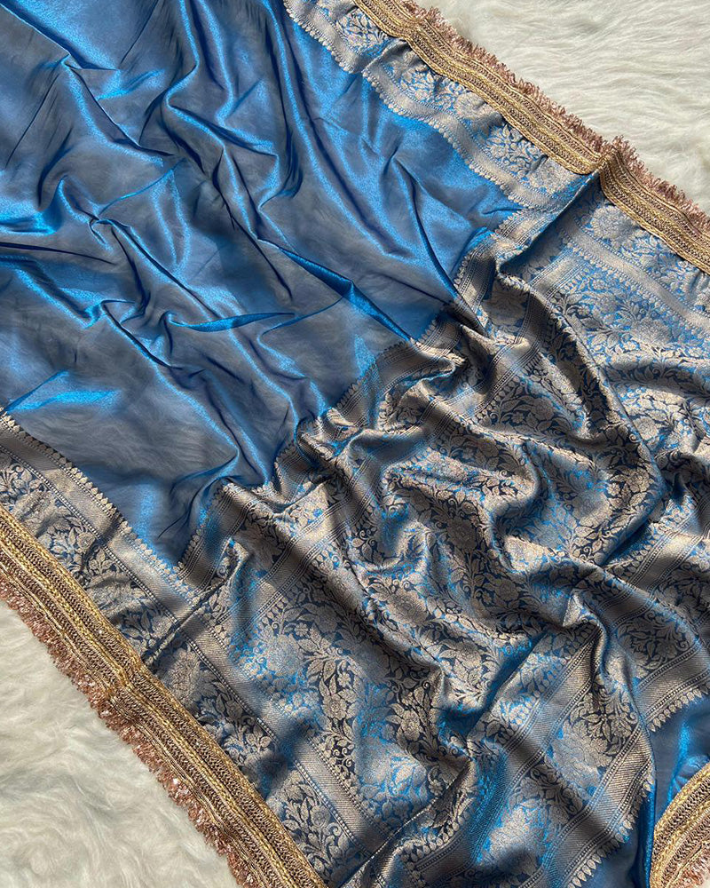 Blue Color Banarasi Tissue Silk Saree