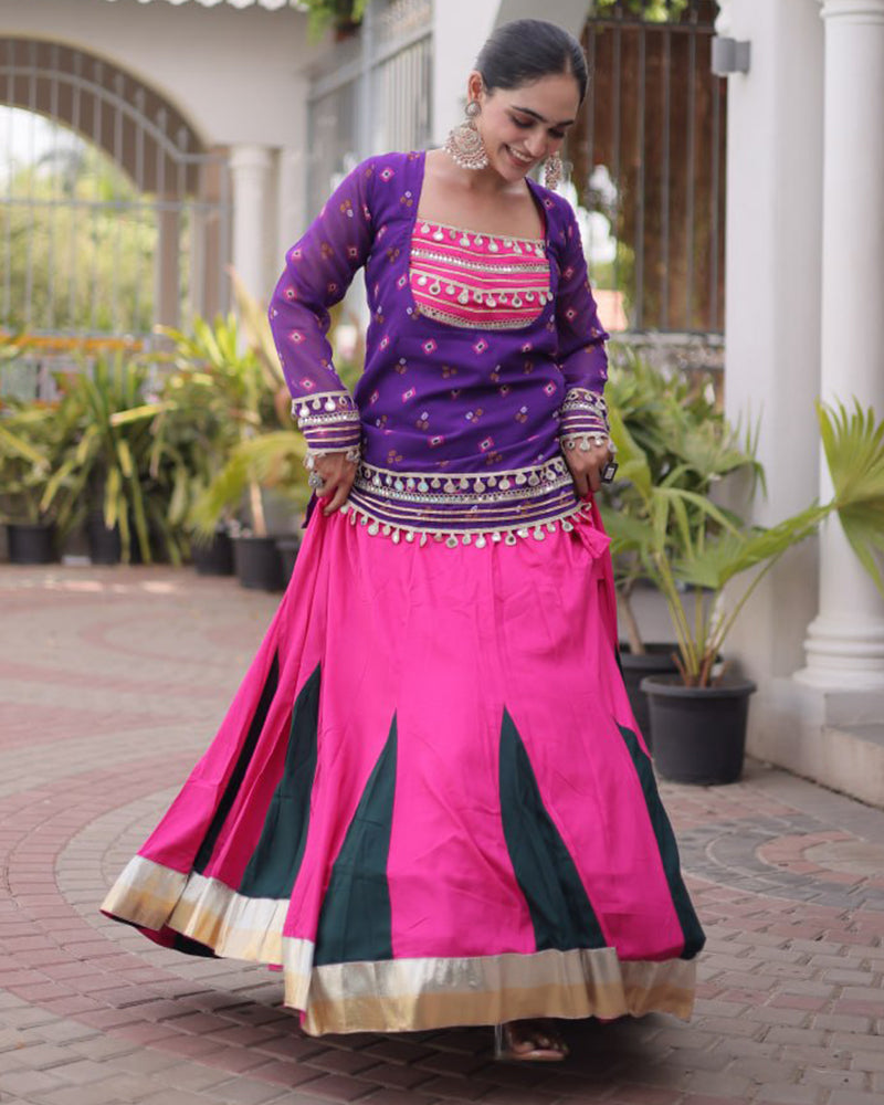 Purple Color Rayon Navratri Lehenga Choli