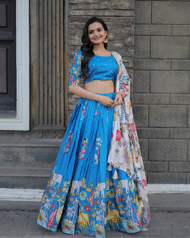 Sky Blue And white Color Designer Printed Lehenga Choli