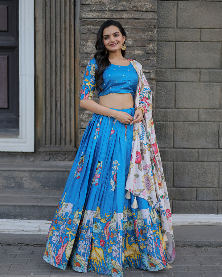 Sky Blue And white Color Designer Printed Lehenga Choli