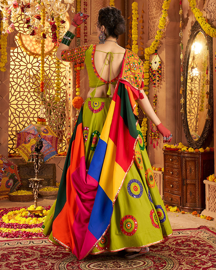 Designer Fluorescent Green Embroidered Choli for Navratri Celebrations
