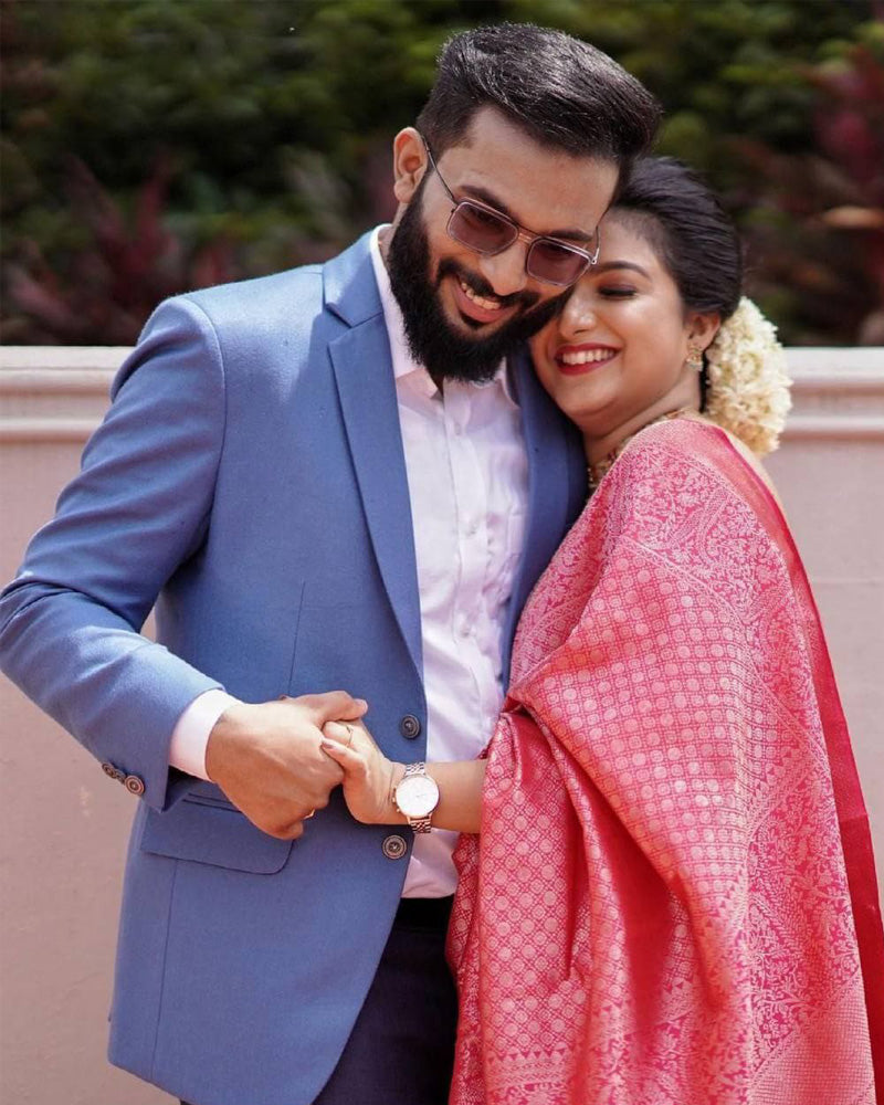 Beautiful Gajri Color Banarasi Soft Silk Saree