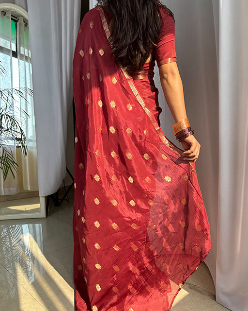 Brown Color Muslin Silk Shaded Saree