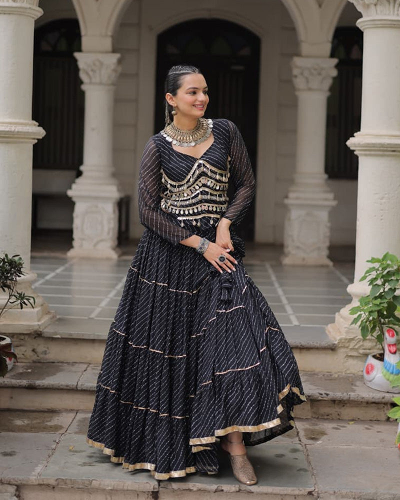 Black Color Soft Georgette Navratri Lehenga Choli