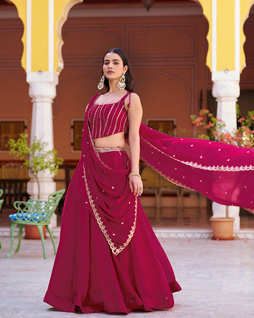 Rani pink Color Fendi Embroidered Lehenga Choli