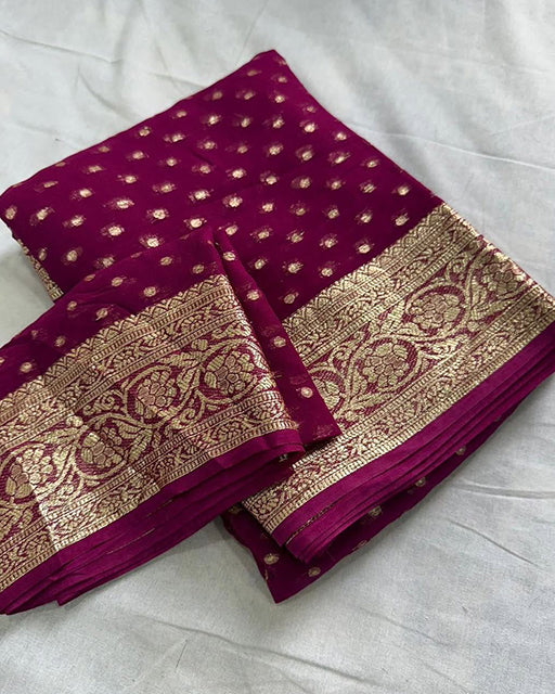 Purple Color Pure Georgette Viscose Saree