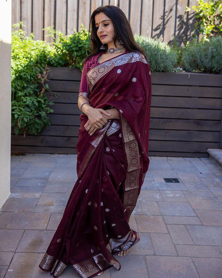 New Design Wine Color Soft Cotton Saree