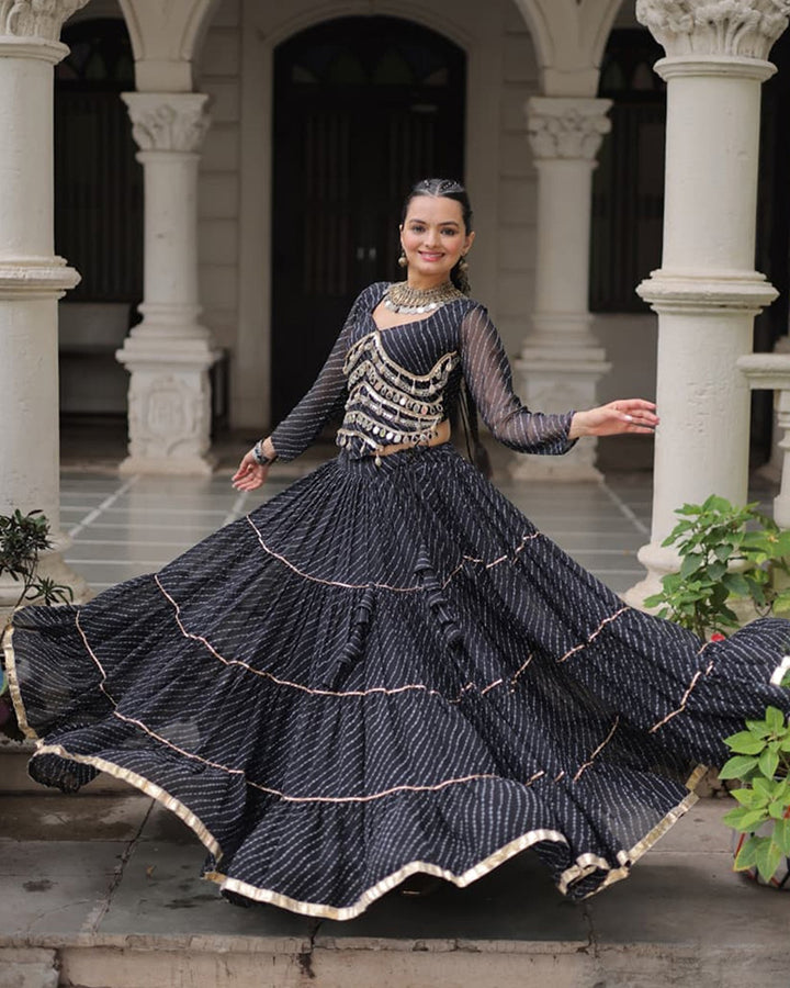 Black Color Soft Georgette Navratri Lehenga Choli