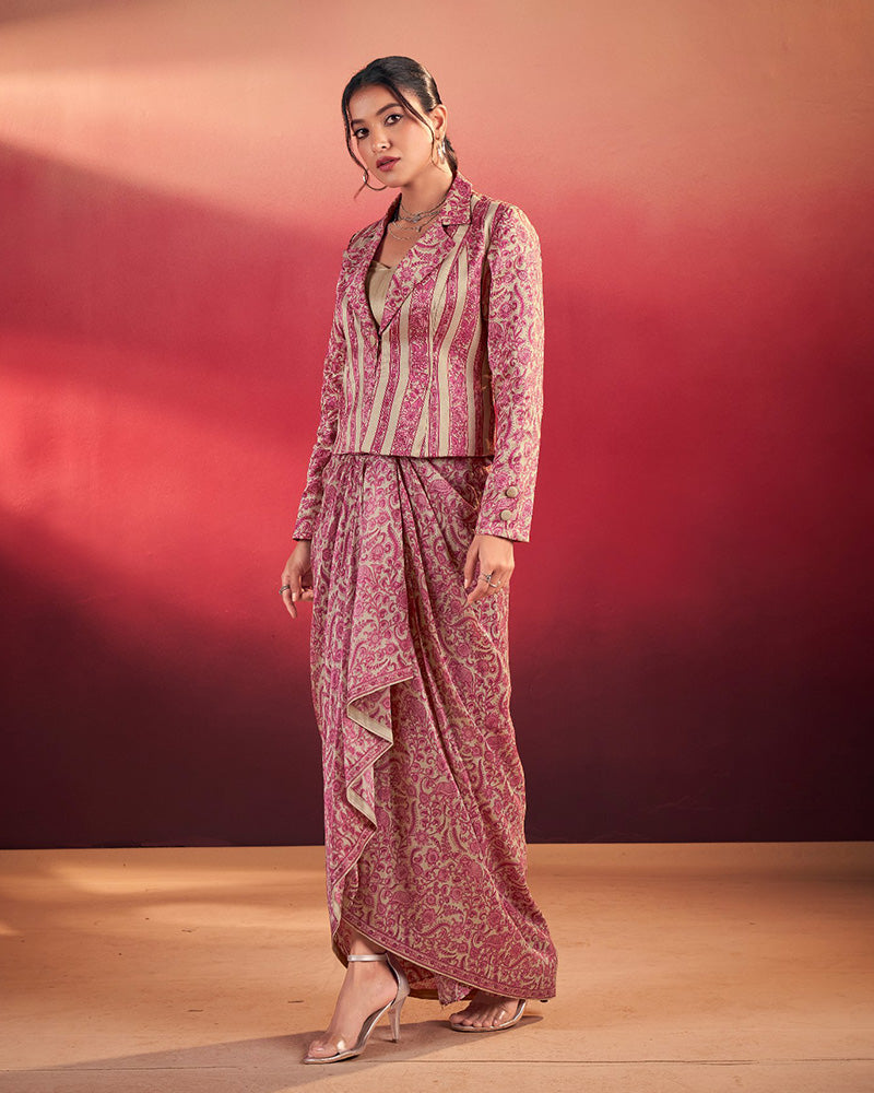 Pink Printed Jacket Style Indo-Western Co-Ord Set