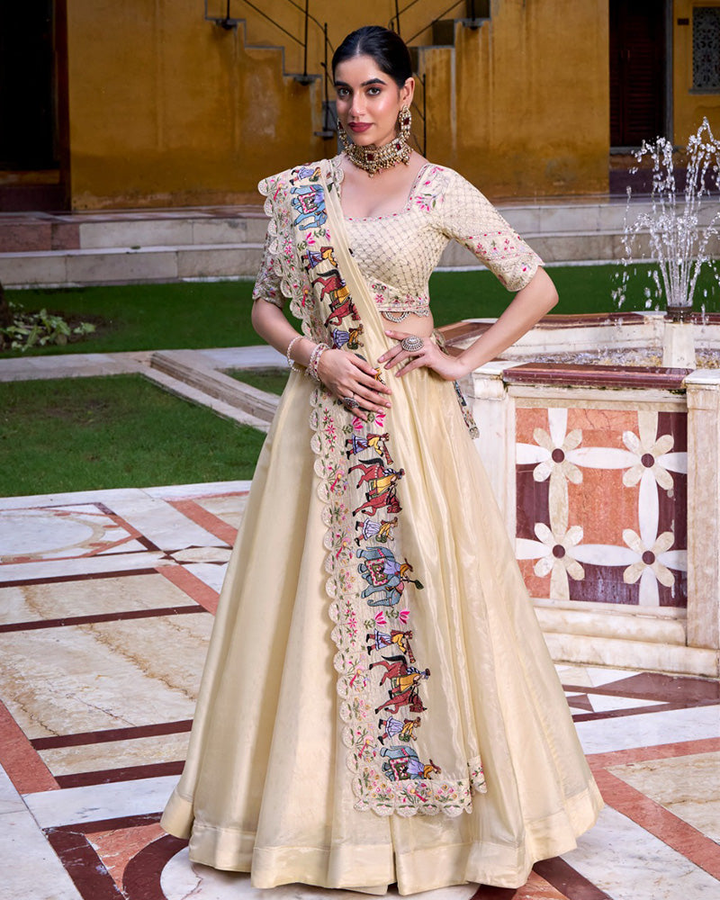 Off-White Color Raspberry Lehenga Choli
