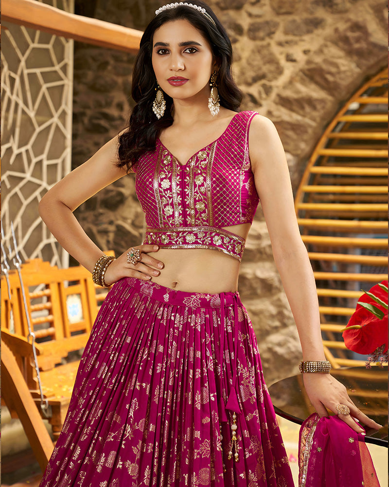 Rani Pink Color Dola Silk Jacquard Lehenga Choli