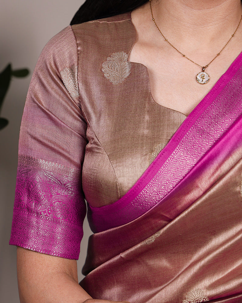 Brown Color Rumali Silk Zari Weaving Saree