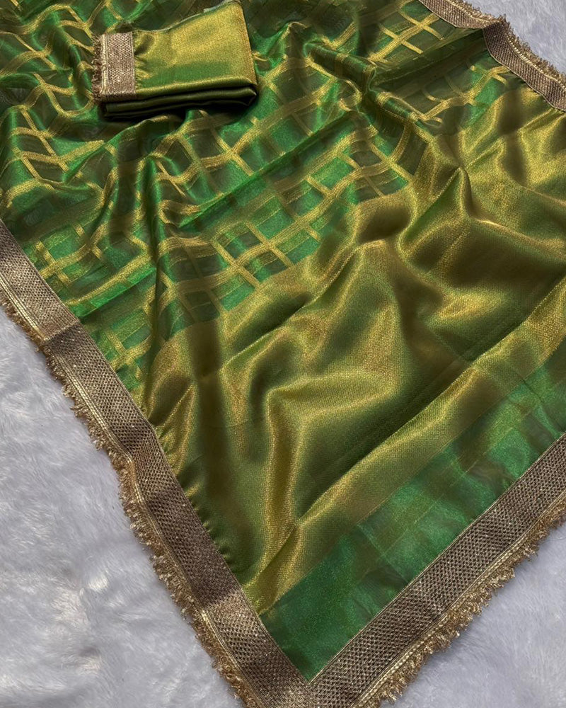 Green Color Banarasi Gharchola Tissue Silk Saree