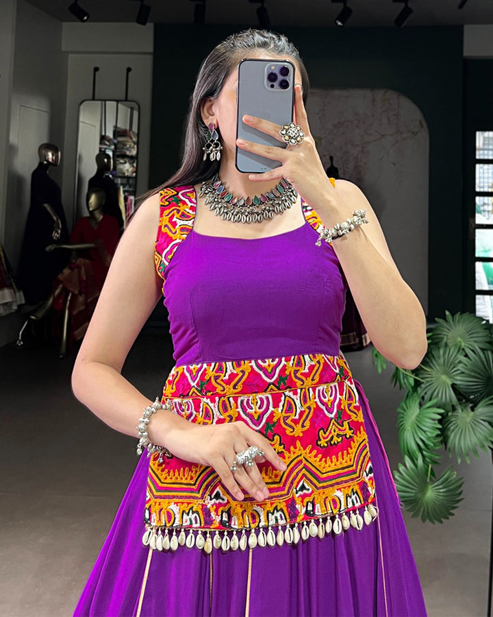 Purple Color Pure Rayon Navratri Lehenga Choli