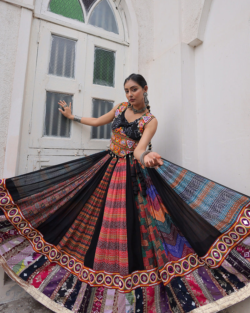 Multi Color Georgette Printed Navratri Lehenga Choli