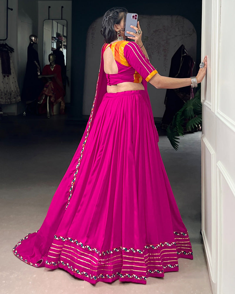 Elegant Pink Color Pure Rayon Navratri Lehenga Choli