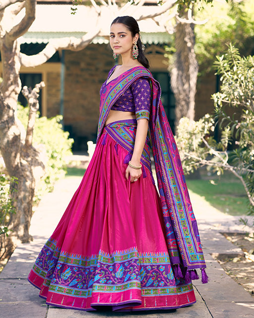 Pink Color Tasar Silk Traditional Lehenga Choli
