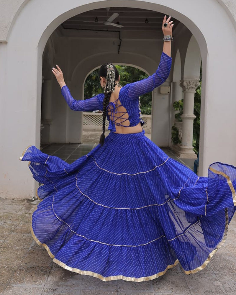 Blue Color Soft Georgette Navratri Lehenga Choli