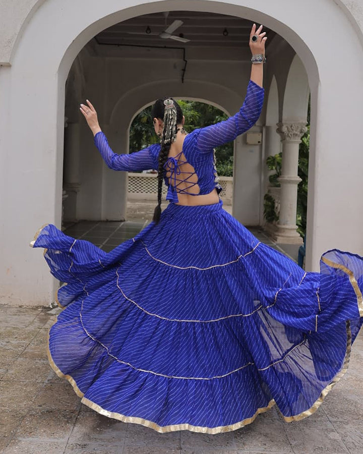 Blue Color Soft Georgette Navratri Lehenga Choli
