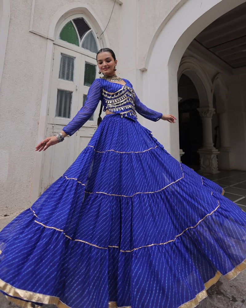 Blue Color Soft Georgette Navratri Lehenga Choli