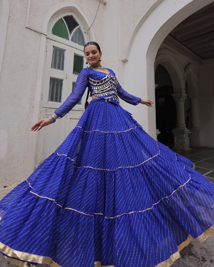Blue Color Soft Georgette Navratri Lehenga Choli