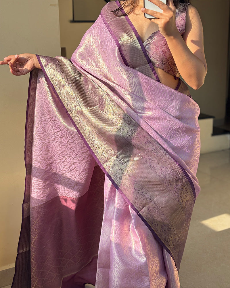 Luvender Color Kanjivaram Soft Silk Saree