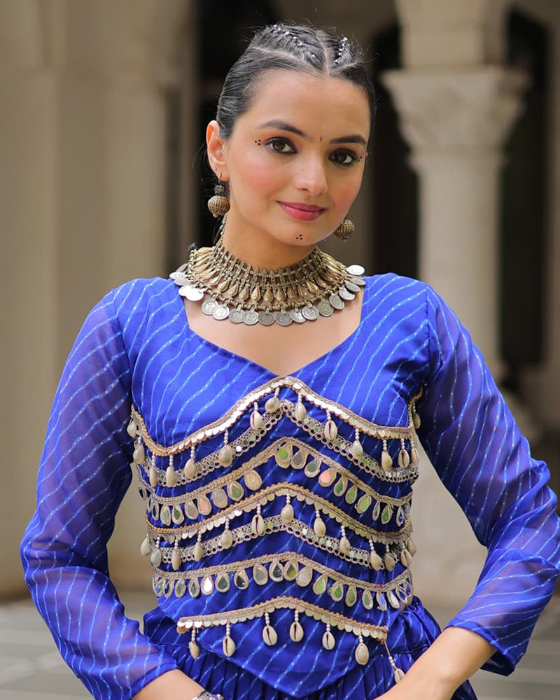 Blue Color Soft Georgette Navratri Lehenga Choli