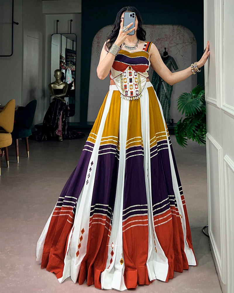 Multi-Color Pure Rayon Gota Patti Navratri Lehenga Choli