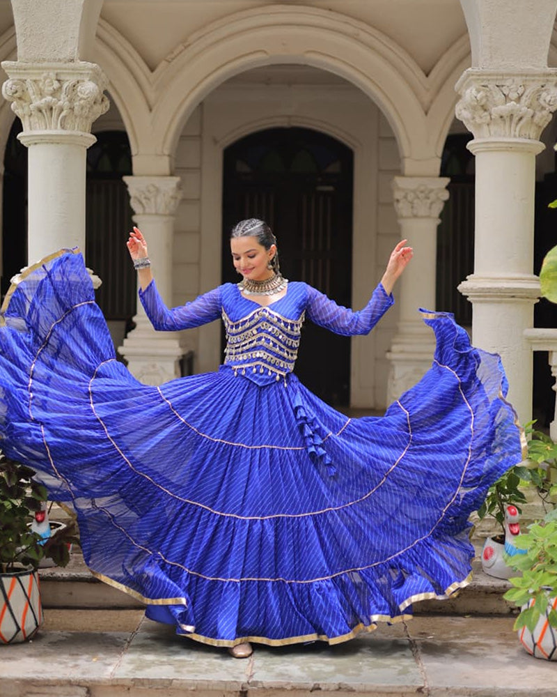 Blue Color Soft Georgette Navratri Lehenga Choli