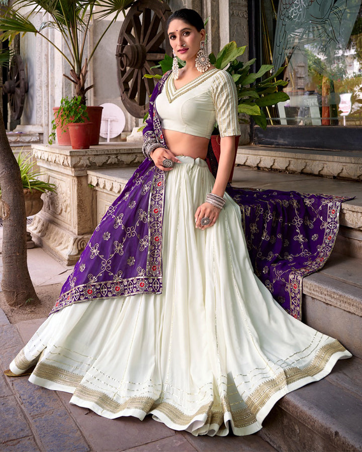 Traditional White Color Pure Rayon Lehenga Choli